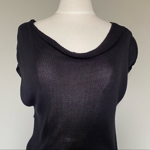 Vince Black Rayon Knit Folded Scoop Tunic Sweater, size Medium - Picture 2 of 12